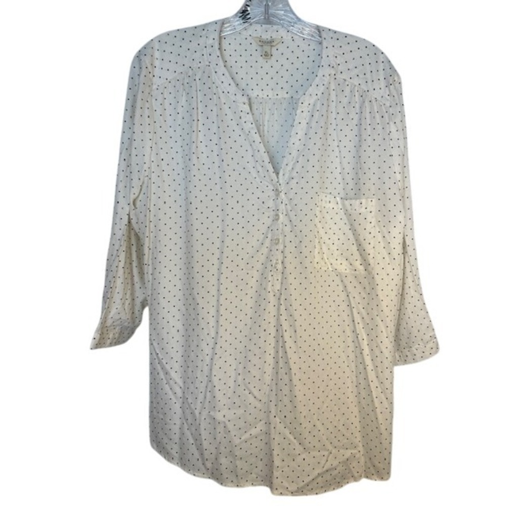 NWT Sonoma Women's Ivory White Tunic Top 3/4 Sleeve Celestial Stars Moon XL